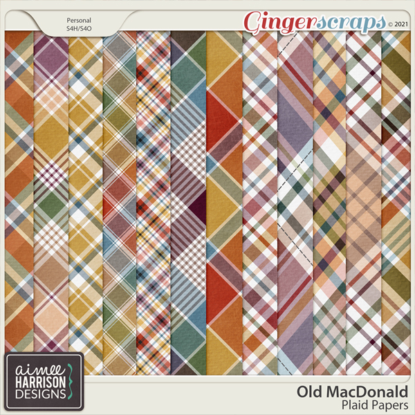 Old MacDonald Plaid Papers by Aimee Harrison