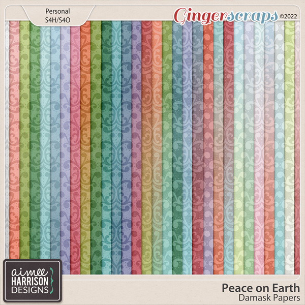 Peace On Earth Damask Papers by Aimee Harrison