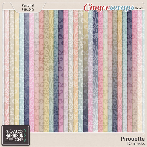 Pirouette Damask Papers by Aimee Harrison