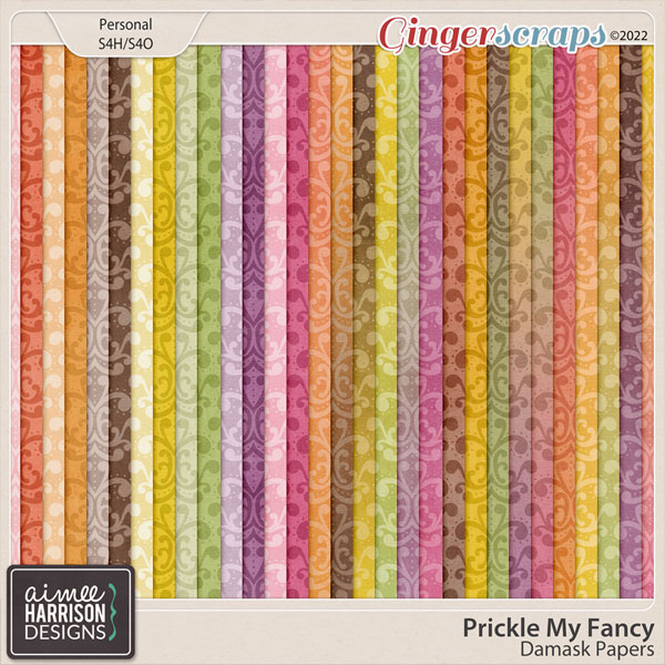 Prickle My Fancy Damask Papers by Aimee Harrison