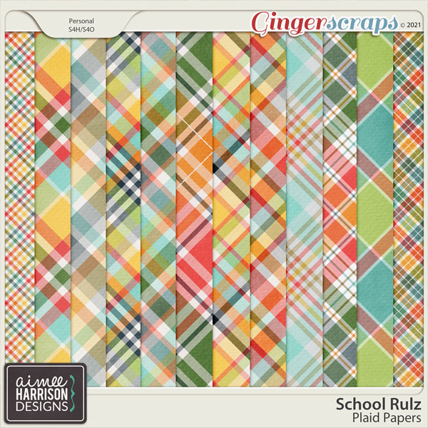 School Rulz Plaid Papers by Aimee Harrison