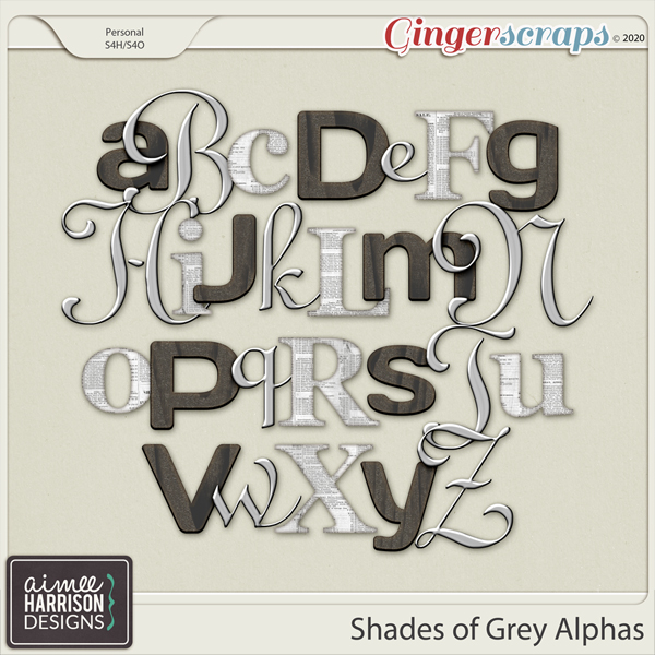 Shades of Grey Alpha Sets by Aimee Harrison