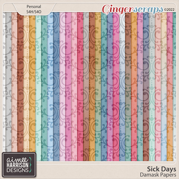 Sick Days Damask Papers by Aimee Harrison