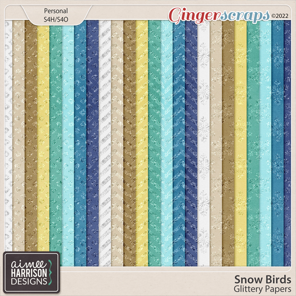 Snow Birds Glittery Papers by Aimee Harrison