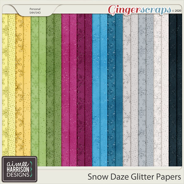 Snow Daze Glitter Papers by Aimee Harrison