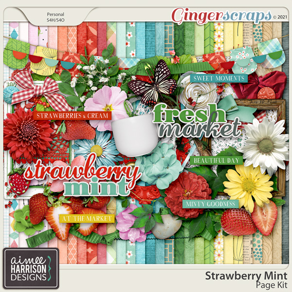 Strawberry Mint Page Kit by Aimee Harrison