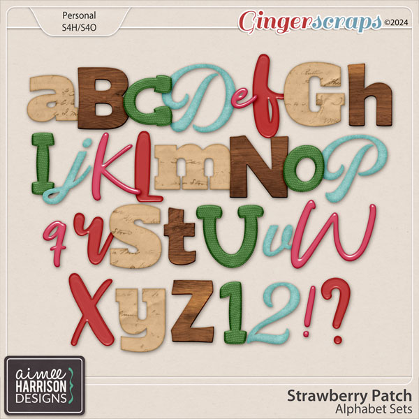 Strawberry Patch Alphabet Sets by Aimee Harrison