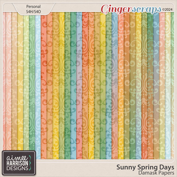 Sunny Spring Days Damask Papers by Aimee Harrison