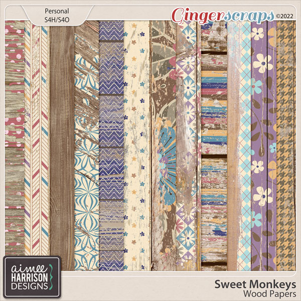 Sweet Monkeys Wood Papers by Aimee Harrison