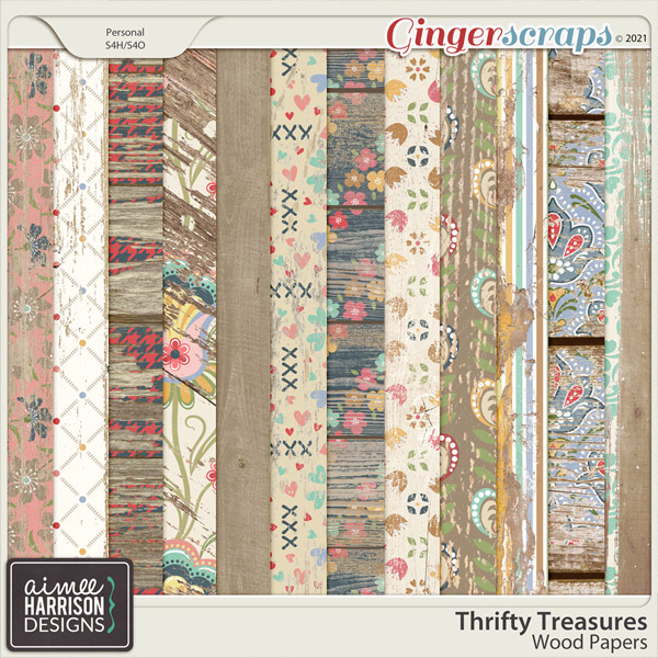 Thrifty Treasures Wood Papers by Aimee Harrison