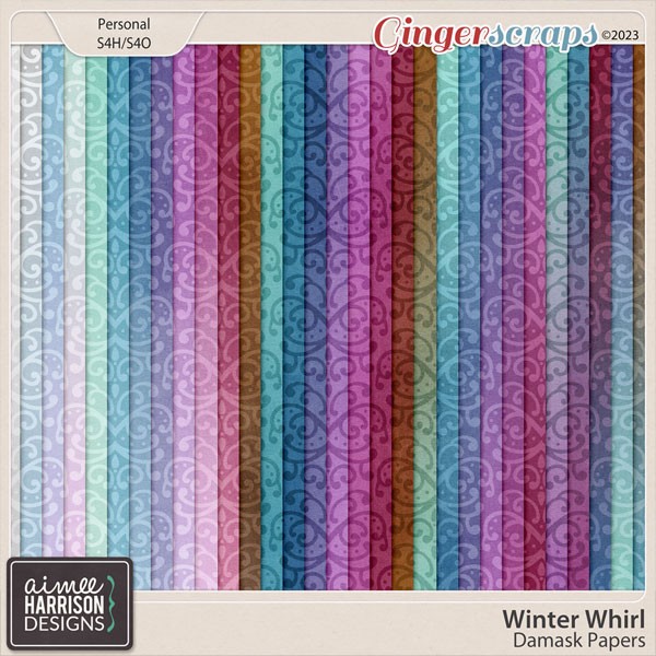 Winter Whirl Damask Papers by Aimee Harrison