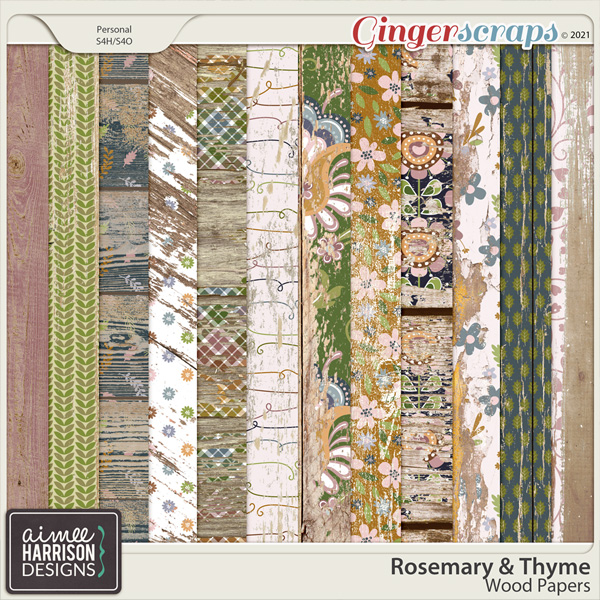 Rosemary and Thyme Wood Papers by Aimee Harrison