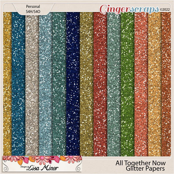 All Together Now Glitter Papers from Designs by Lisa Minor