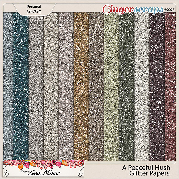 A Peaceful Hush Glitter Papers from Designs by Lisa Minor