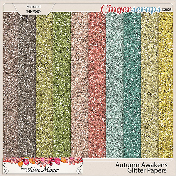 Autumn Awakens Glitter Papers from Designs by Lisa Minor