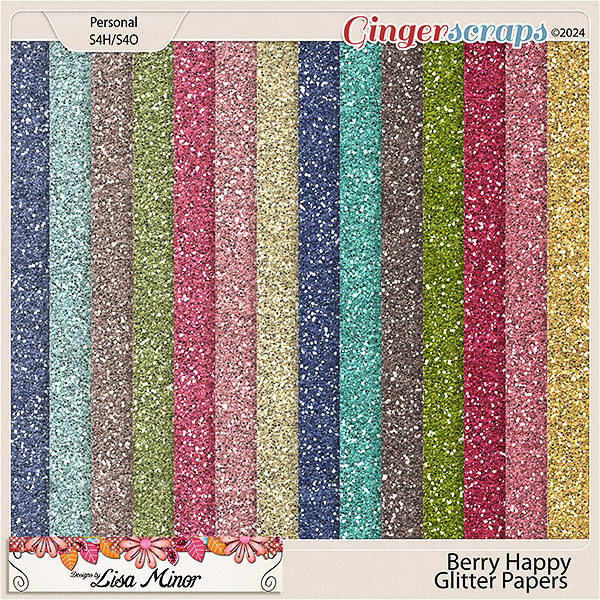 Berry Happy Glitter Papers from Designs by Lisa Minor