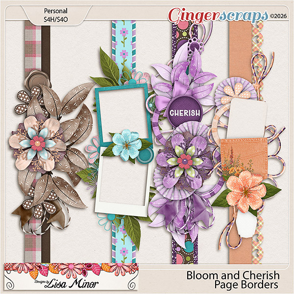Bloom and Cherish Page Borders from Designs by Lisa Minor