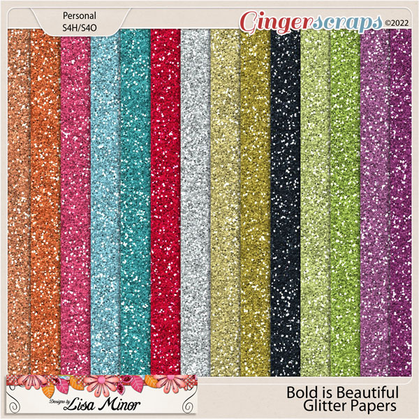 Bold is Beautiful Glitter Papers from Designs by Lisa Minor