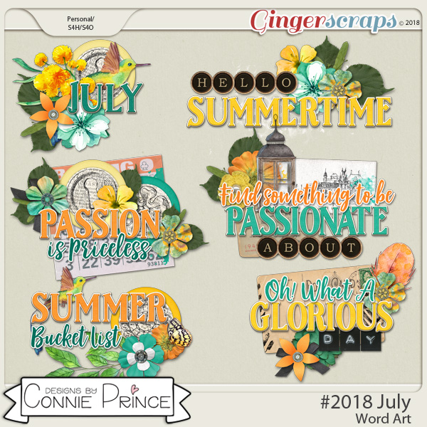 #2018 July - Word Art Pack by Connie Prince