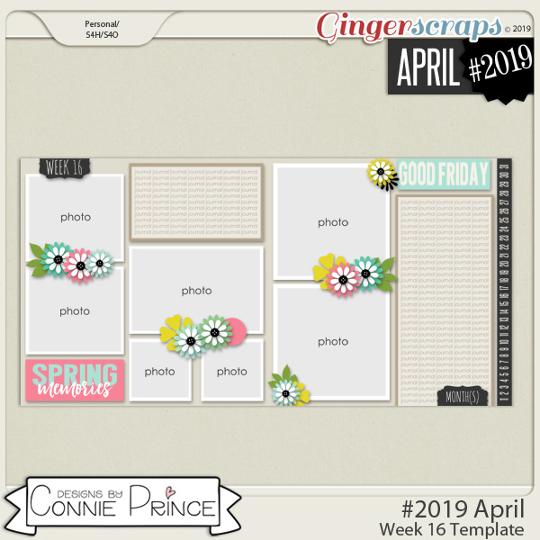 #2019 April - Week 16 Template Pack (CU Ok) by Connie Prince