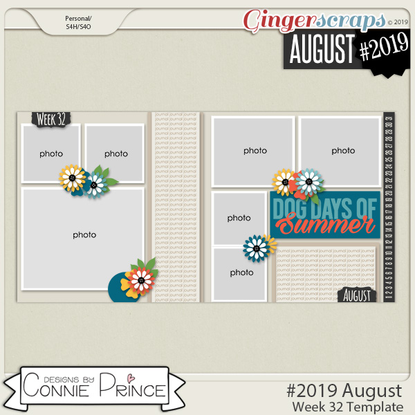 #2019 August - Week 32 Template Pack (CU Ok) by Connie Prince