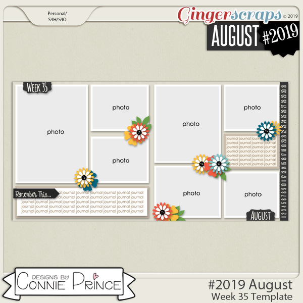 #2019 August - Week 35 Template Pack (CU Ok) by Connie Prince