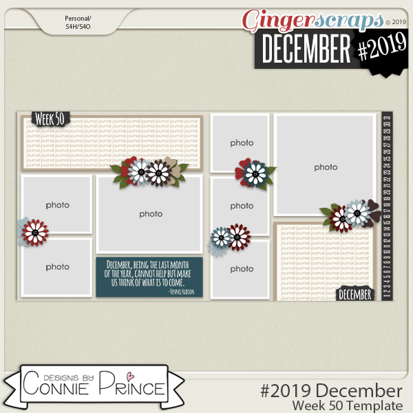 #2019 December - Week 50 Template Pack (CU Ok) by Connie Prince