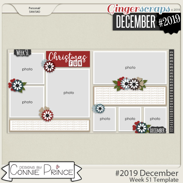 #2019 December - Week 51 Template Pack (CU Ok) by Connie Prince