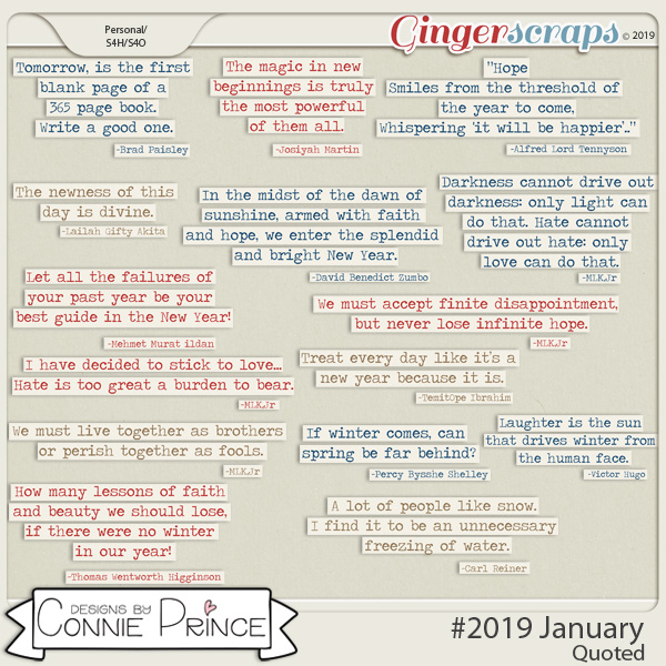 #2019 January - Quoted Pack by Connie Prince