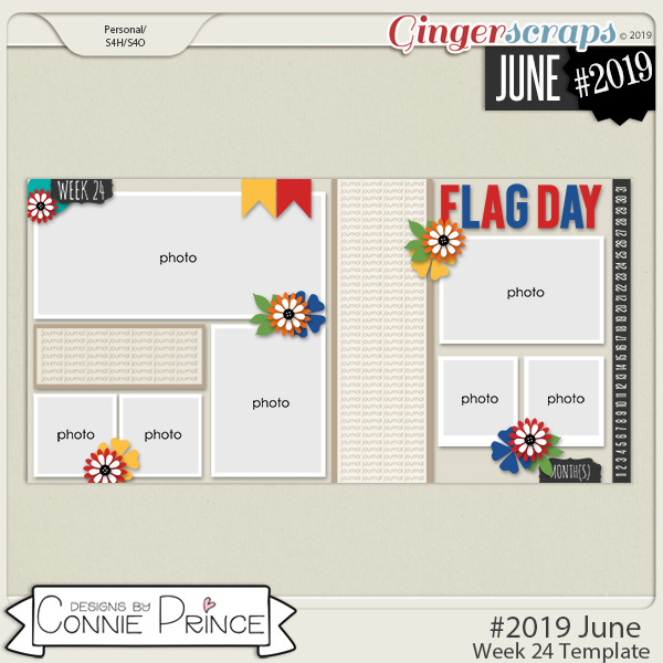 #2019 June - Week 24 Template Pack (CU Ok) by Connie Prince