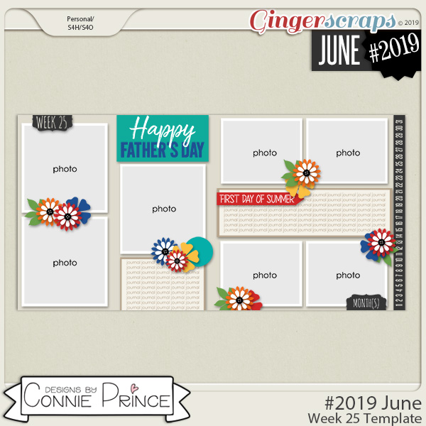 #2019 June - Week 25 Template Pack (CU Ok) by Connie Prince