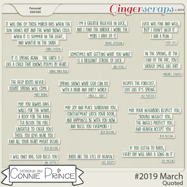 #2019 March - Quoted Pack by Connie Prince