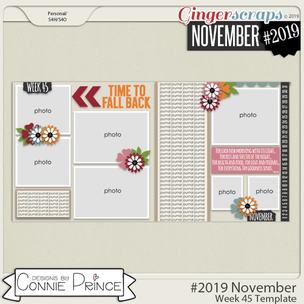 #2019 November - Week 45 Template Pack (CU Ok) by Connie Prince