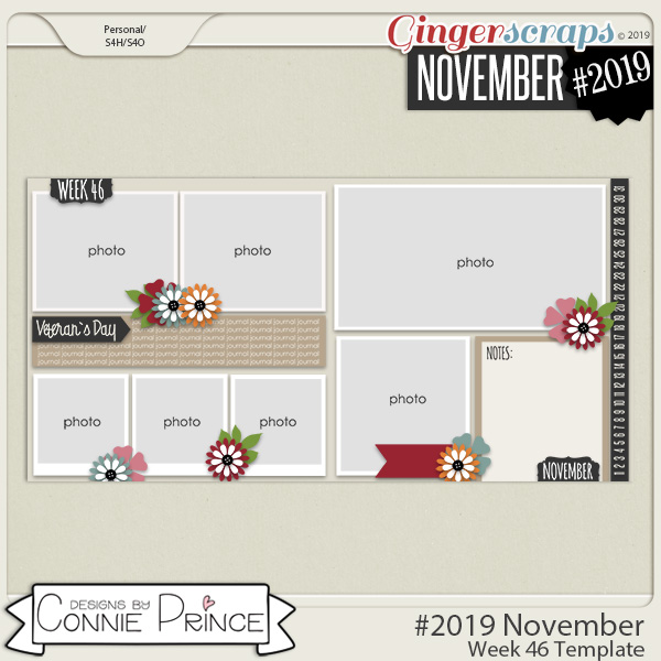 #2019 November - Week 46 Template Pack (CU Ok) by Connie Prince