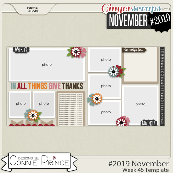 #2019 November - Week 48 Template Pack (CU Ok) by Connie Prince