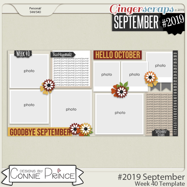 #2019 September - Week 40 Template Pack (CU Ok) by Connie Prince