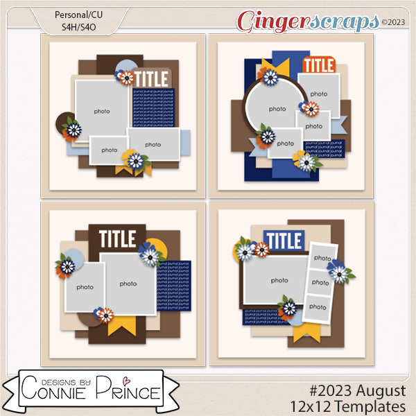 #2023 August -  12x12 Templates (CU Ok) by Connie Prince