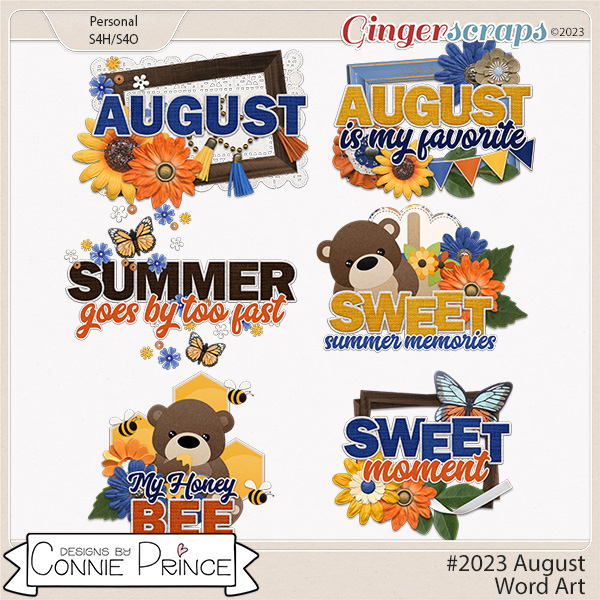 #2023 August - Word Art Pack by Connie Prince