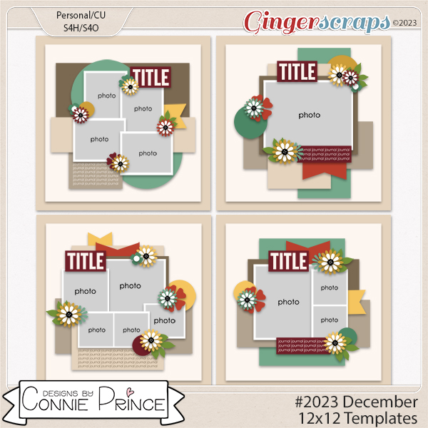 #2023 December -  12x12 Templates (CU Ok) by Connie Prince