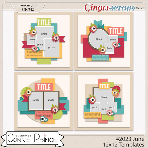 #2023 June -  12x12 Templates (CU Ok) by Connie Prince