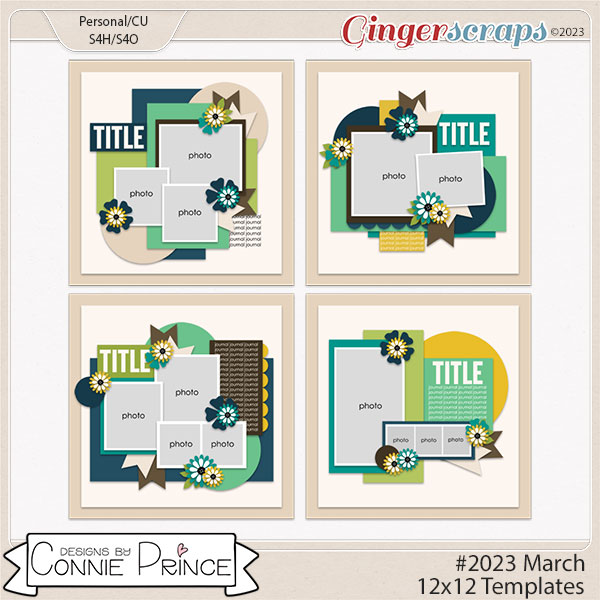 #2023 March -  12x12 Templates (CU Ok) by Connie Prince