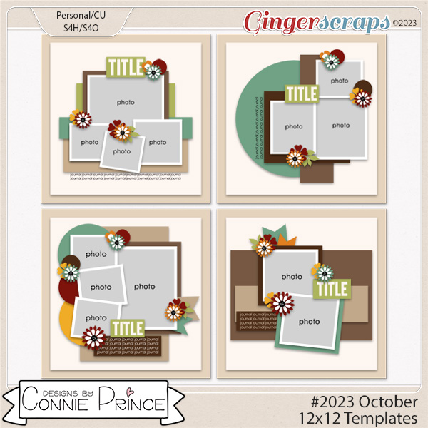 #2023 October -  12x12 Templates (CU Ok) by Connie Prince