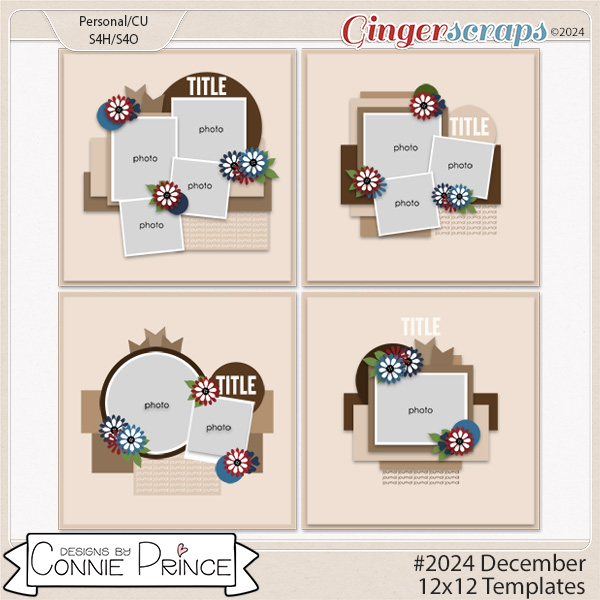 #2024 December -  12x12 Templates (CU Ok) by Connie Prince