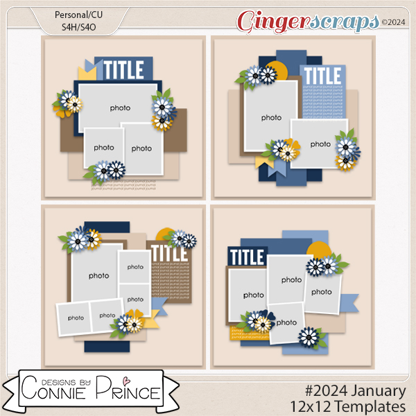 #2024 January -  12x12 Templates (CU Ok) by Connie Prince