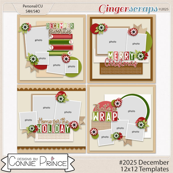 #2025 December -  12x12 Templates (CU Ok) by Connie Prince