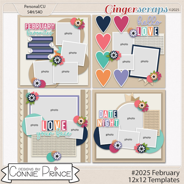 #2025 February -  12x12 Templates (CU Ok) by Connie Prince