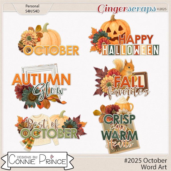 #2025 October - Word Art Pack by Connie Prince