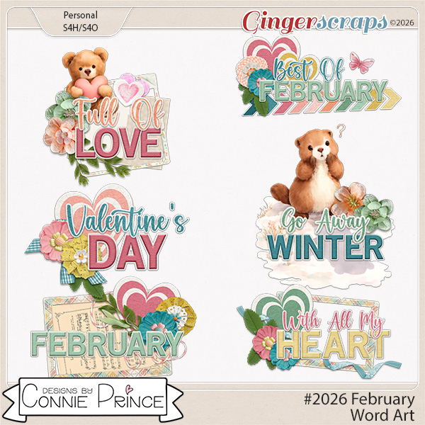 #2026 February - Word Art Pack by Connie Prince