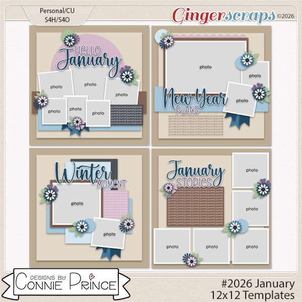 #2026 January -  12x12 Templates (CU Ok) by Connie Prince