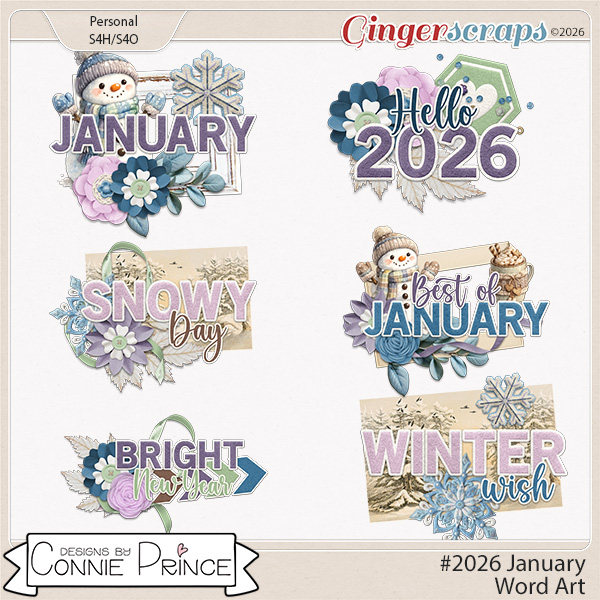 #2026 January - Word Art Pack by Connie Prince